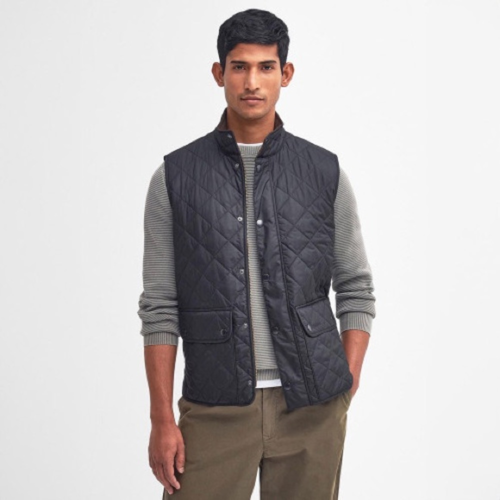 Men's Quilted Navy Vest Jacket - lowerdale quilted vest